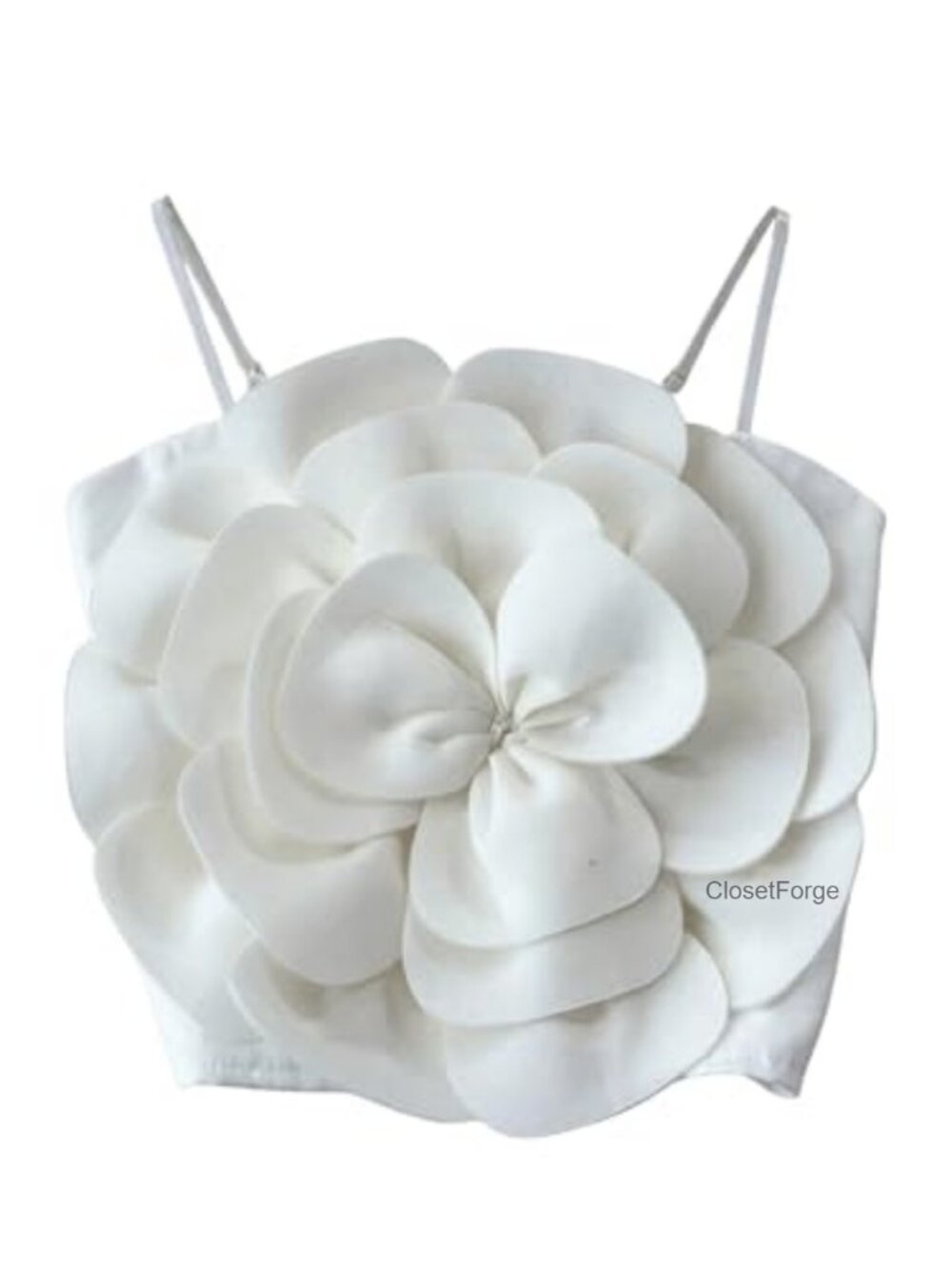 Flower Applique Sleeveless Crop Top Adjustable Strap Slim Fit Boho Club Outfit